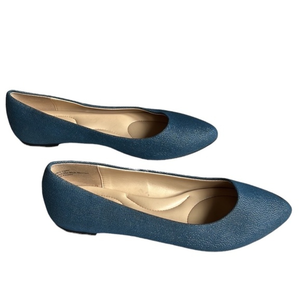 Coach and‎ Four Womens Denim Melitta Glitter Almond Toe Flats Size 6